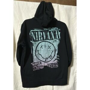 Vintage XL Nirvana Teen Hoodie Sweatshirt! Large Black